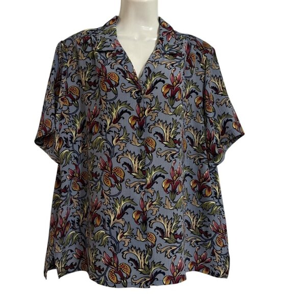 Donnkenny Women  SZ 2X Blouse Vines Leaves Goblincore Casual - Picture 1 of 5